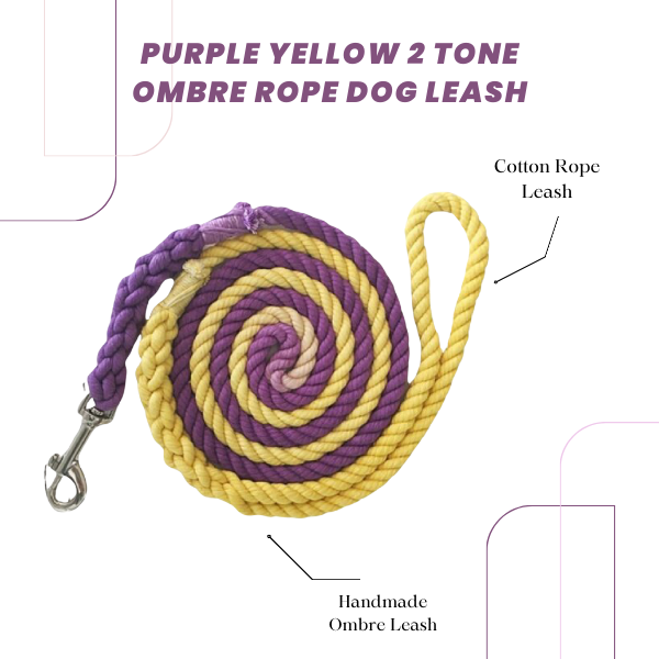 Purple Yellow 2 Tone Ombre Rope Dog Leash