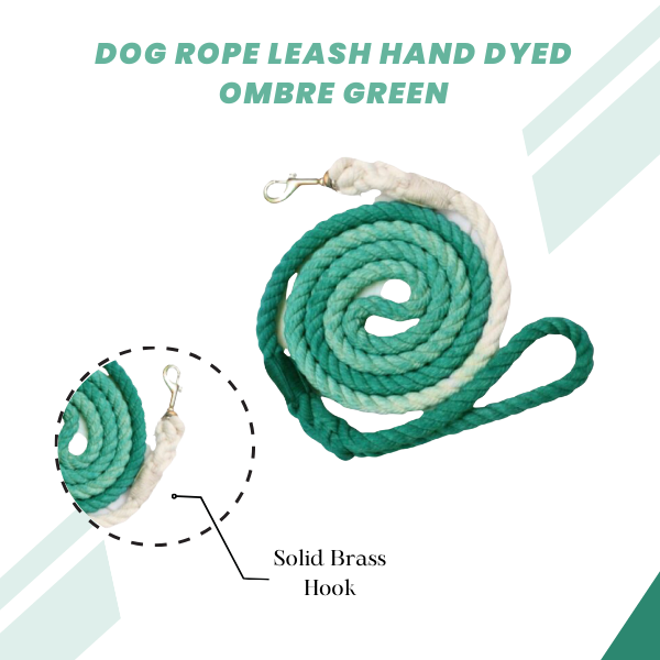 Dog Rope Leash Hand Dyed Ombre Green