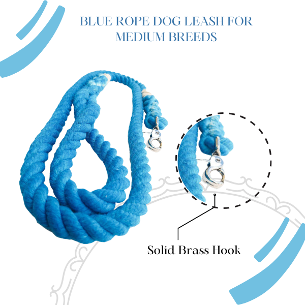 Blue Rope Dog Leash for Medium Breeds