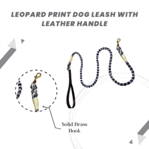 Leopard Print Dog Leash with Leather Handle