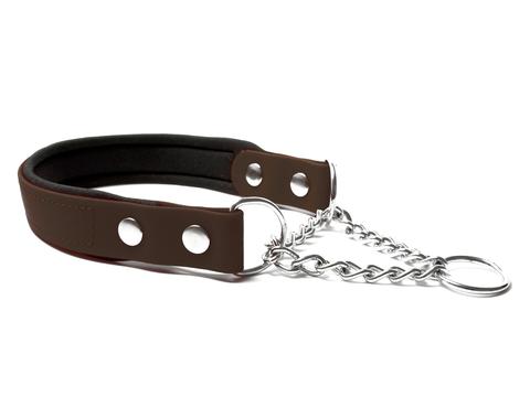 brown-padded-leather-martingale-dog-collar-with-chain