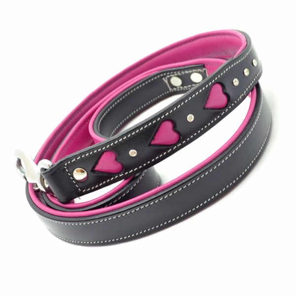 designer-black-leather-dog-leash-with-pink-padding