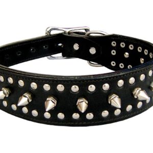 large-spike-black-leather-dog-collar